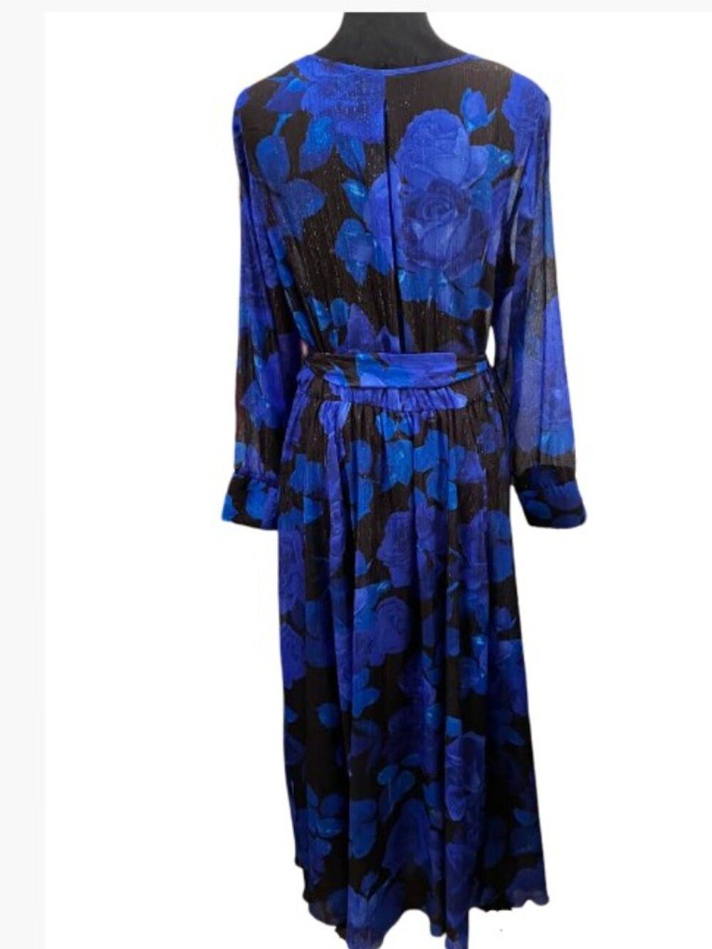Alex B Nites Metallic Shimmering Floral Maxi Wrap Dress Size 14 Like New - Picture 5 of 12